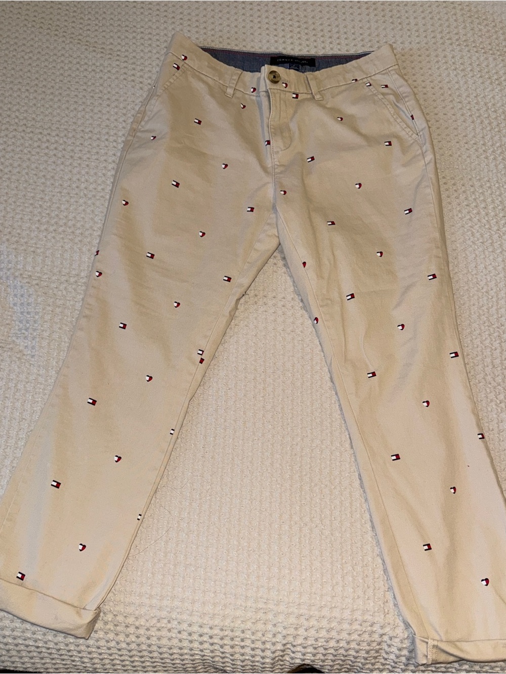 Tommy Hilfiger Khaki Embroidered Flag Cotton Shorts